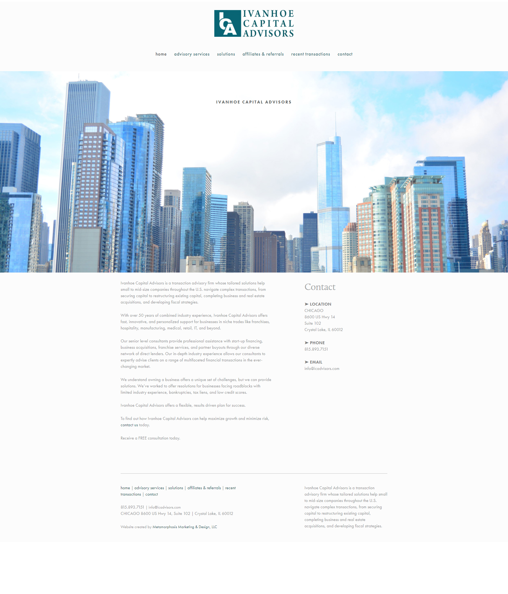 Ivanhoe Capital Website Redesign - Before