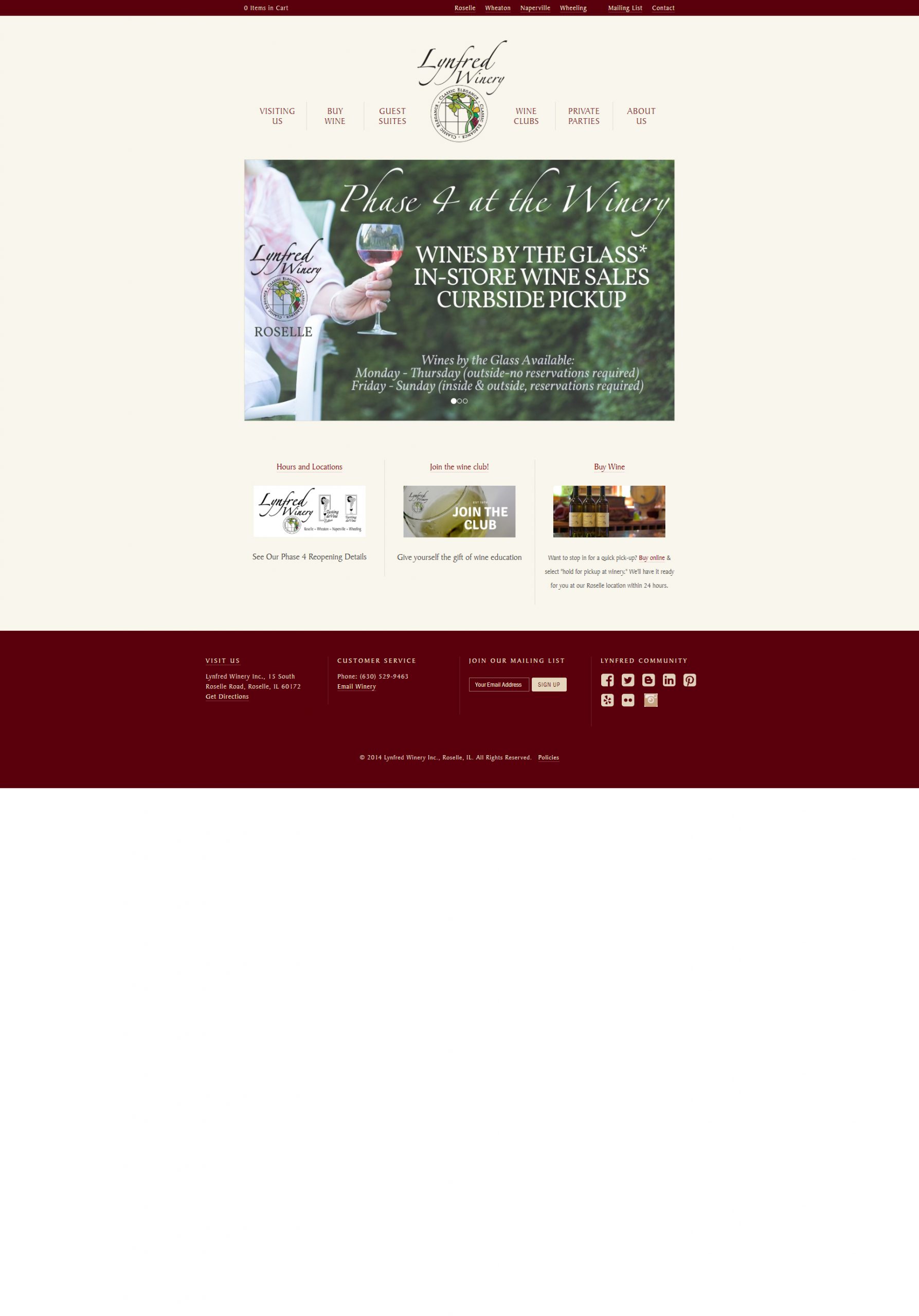 Lynfred Winery Website Redesign - Before