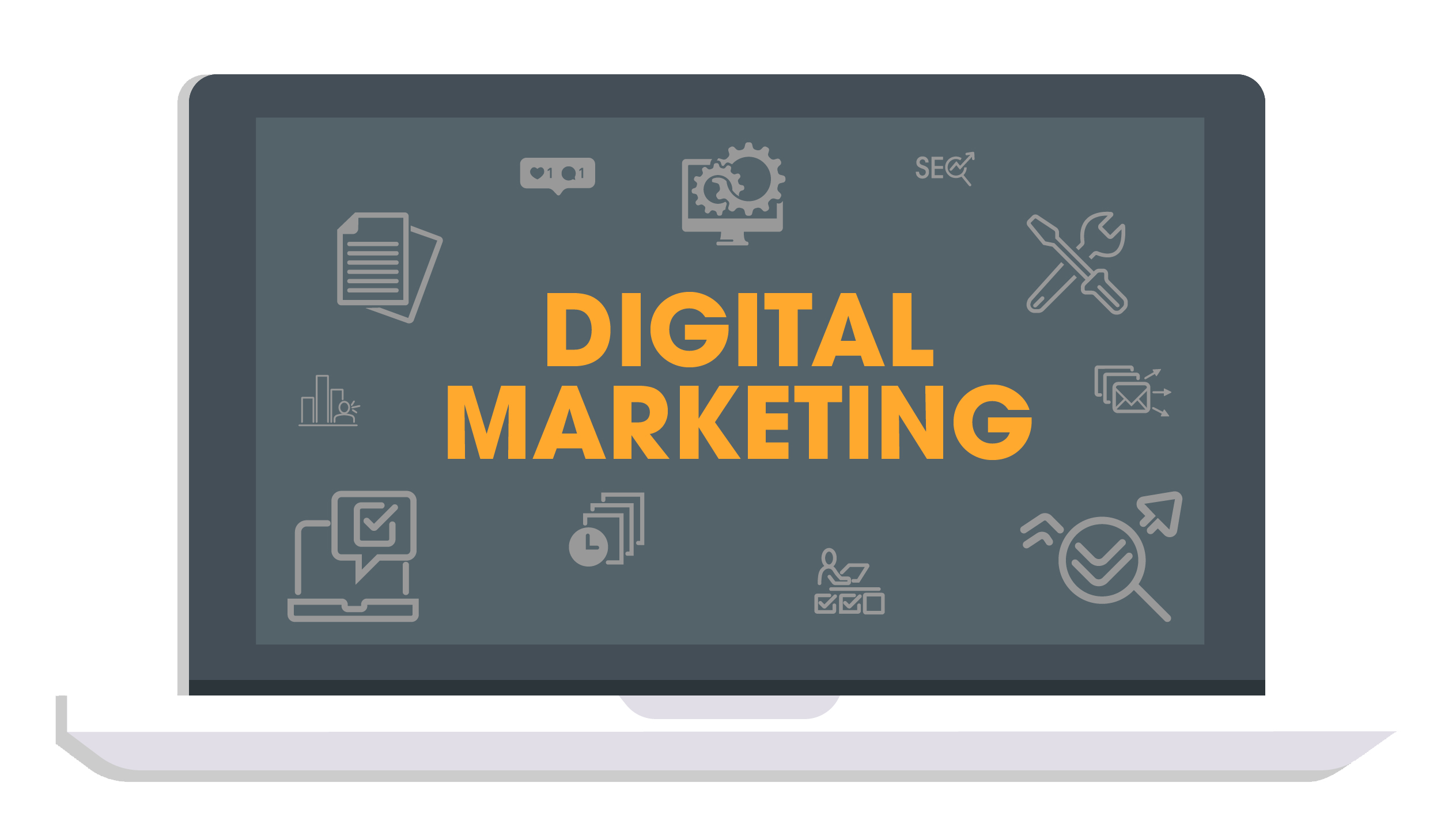digital marketing services on a laptop