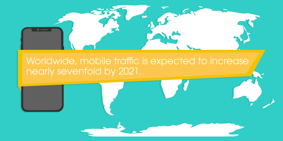 Worldwide, mobile traffic is expected to increase nearly sevenfold by 2021