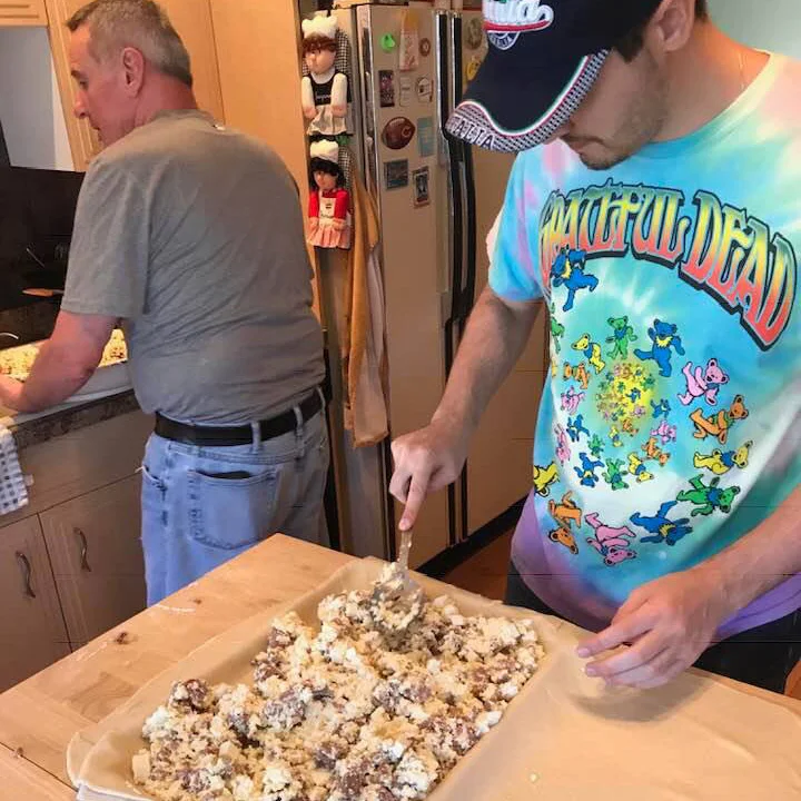 chris taglia making italian easter pizza with dad