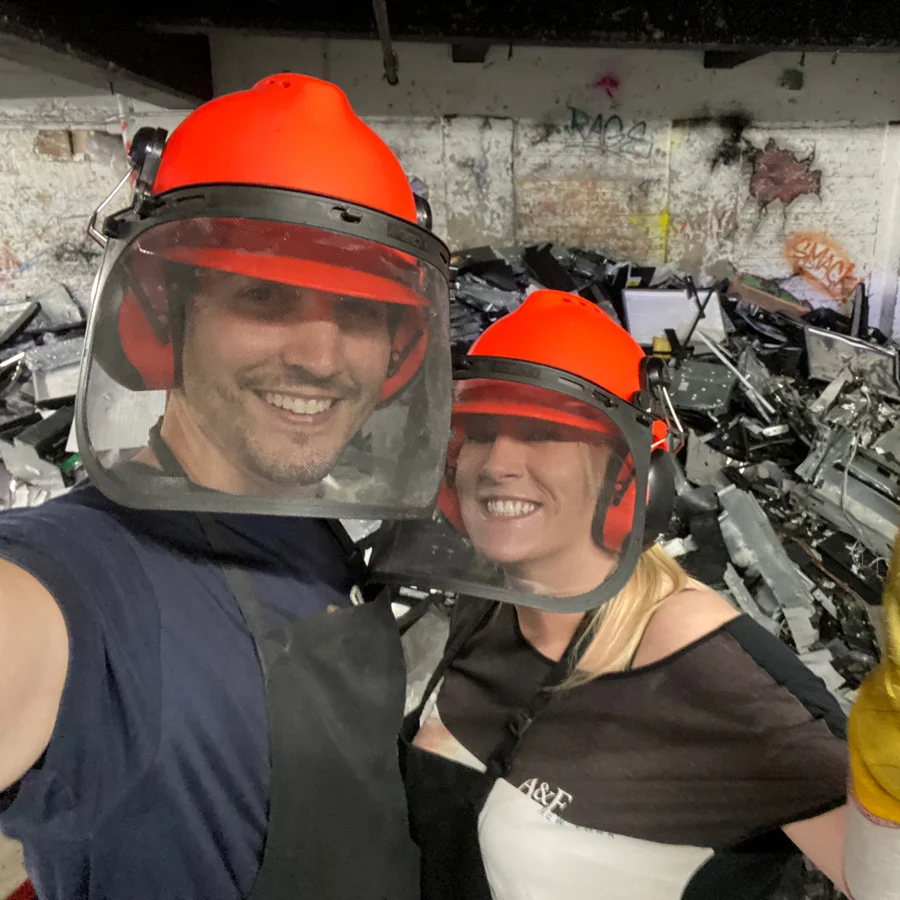 chris taglia and wife on rage room date